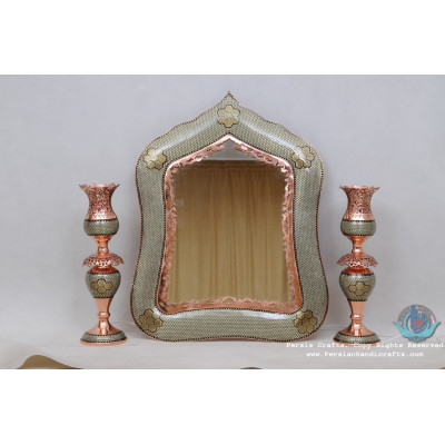 Khatam Marquetry Mirror & Candle Holders Set - PKH1009