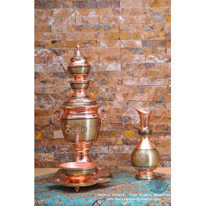Khatam Marquetry on Copper Traditional Samovar Tea Maker - PKH1011-Persian Handicrafts