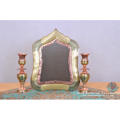 Khatam Marquetry Mirror & Candle Holders Set - PKH1009 Khatam Marquetry Mirror & Candle Holders Set - PKH1009