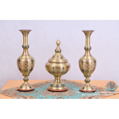 privileged Khatam Marquetry Flower Vase & Pedestal Dish Set - PKH1016