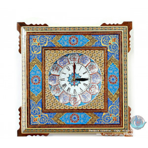 Khatam Marquetry Wall Clock - PKH1020-Persian Handicrafts