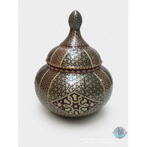 Khatam on Copper Candy Bowl Dish - PKH1025-Persian Handicrafts