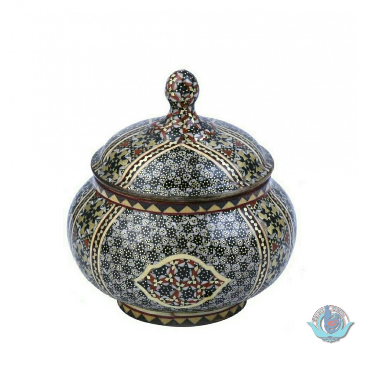 Khatam on Copper Candy Bowl Dish - PKH1025-Persian Handicrafts