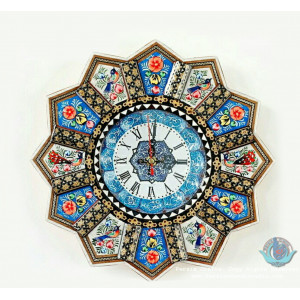 Khatam Marquetry Wall Clock - PKH1026-Persian Handicrafts