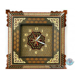 Khatam Marquetry Wall Clock - PKH1028-Persian Handicrafts