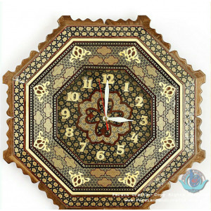 Khatam Marquetry Wall Clock - PKH1028-Persian Handicrafts