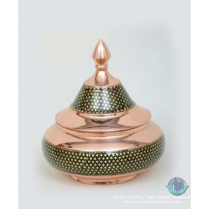 Khatam on Copper Candy Bowl Dish - PKH1030-Persian Handicrafts