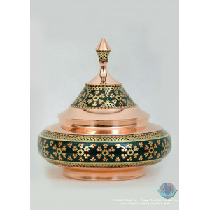 Khatam on Copper Candy Bowl Dish - PKH1030-Persian Handicrafts
