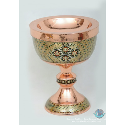 Khatam Marquetry on Copper Pedestal Cookie Bowl- PKH1035 Khatam Marquetry on Copper Pedestal Cookie Bowl- PKH1035