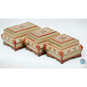 Khatam Wood Marquetry Jewelry Box Set - PKH1038-Persian Handicrafts