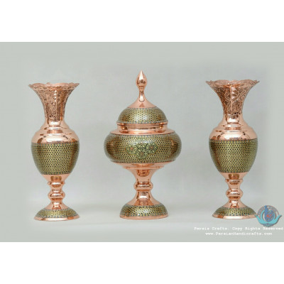 privileged Khatam Marquetry Flower Vase & Pedestal Dish Set - PKH1040