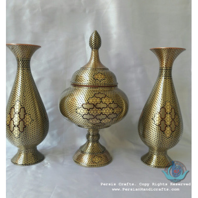 Privileged Khatam Marquetry Flower Vase & Pedestal Dish Set - PKH1042