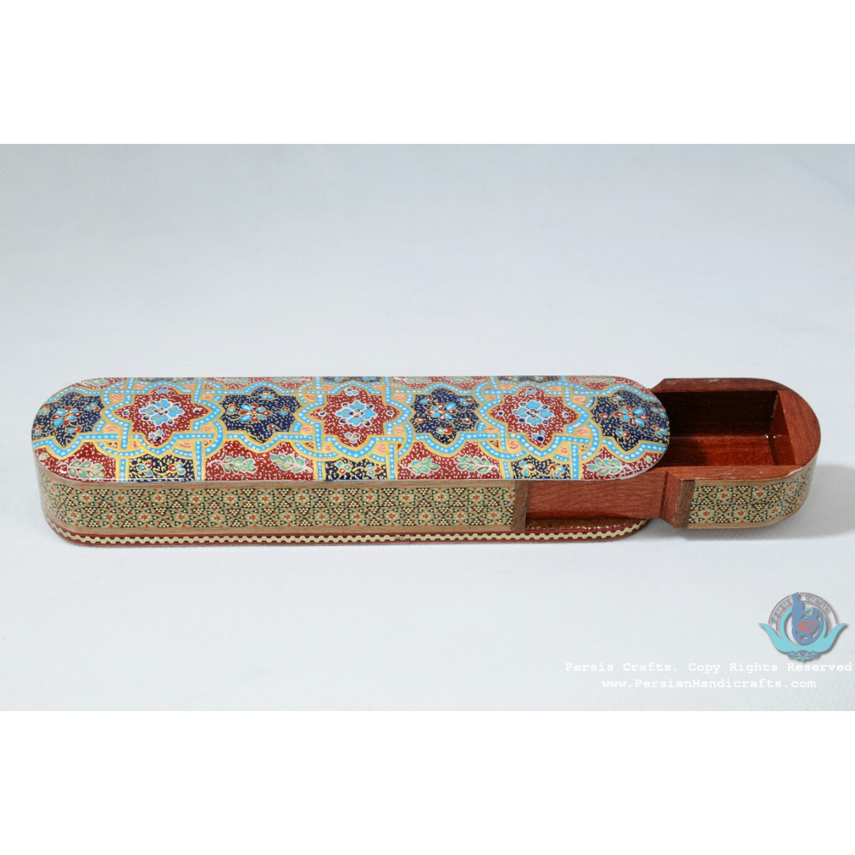 Khatam Marquetry Sliding Pen Holder - PKH1046-Persian Handicrafts
