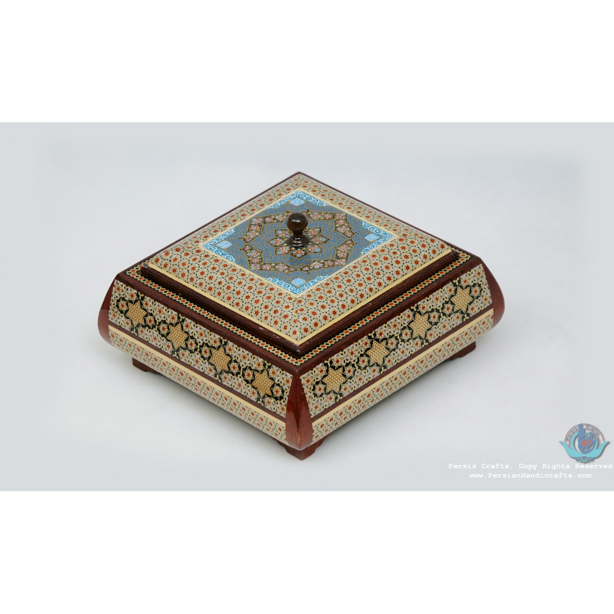 Khatam Wood Marquetry Candy Box - PKH1047-Persian Handicrafts