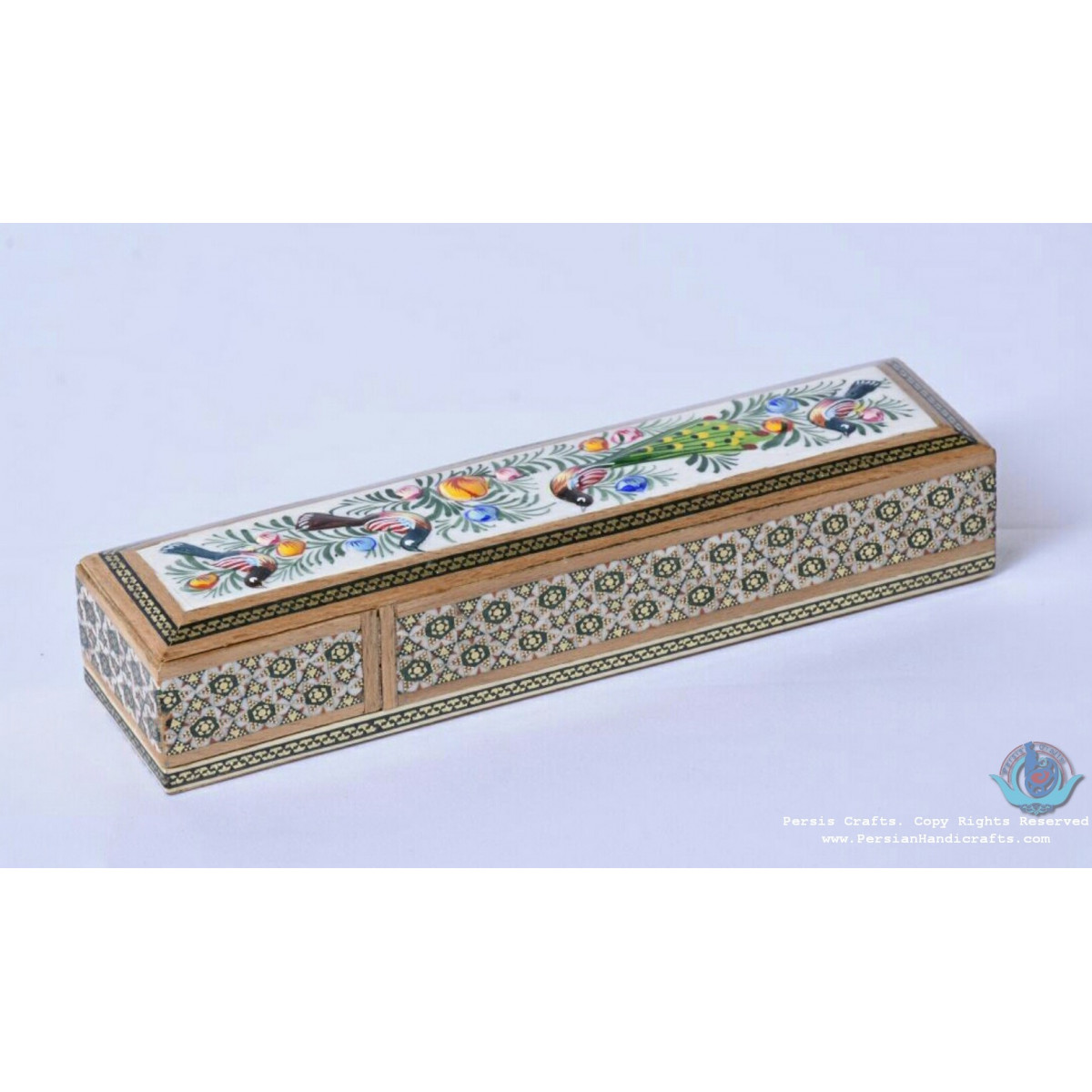Khatam Marquetry Sliding Pen Holder - PKH1051-Persian Handicrafts