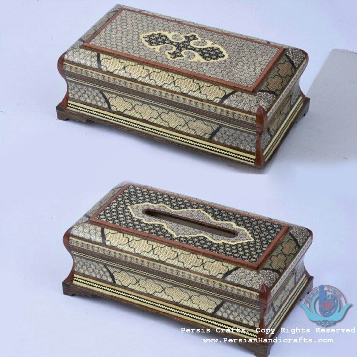 Privileged Custom Design Khatam Marquetry Tissue Box  - PKH1054-Persian Handicrafts