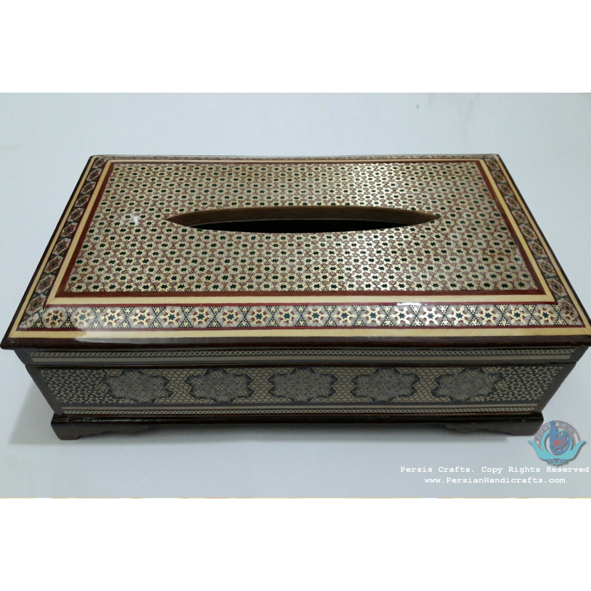 Privileged Custom Design Khatam Marquetry Tissue Box  - PKH1054-Persian Handicrafts
