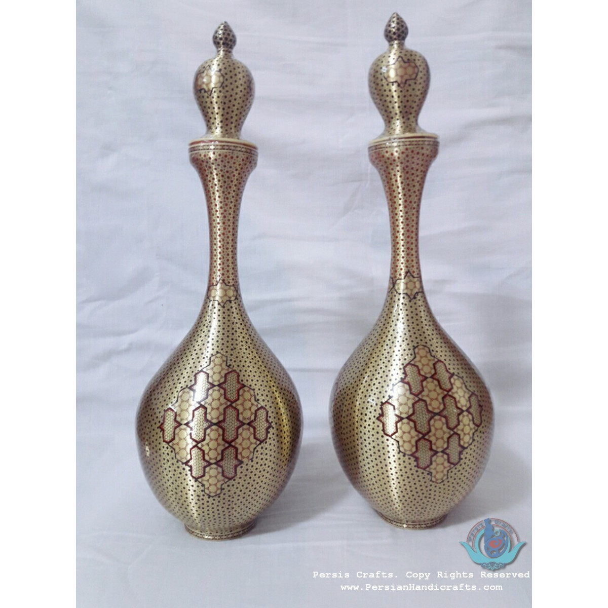 Khatam Marquetry on Copper Decanter Privileged - PKH1057-Persian Handicrafts