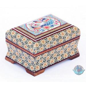 Khatam Wood Marquetry Jewelry Box with Miniature - PKH1059-Persian Handicrafts