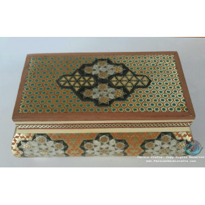 Premium Flat Shape Khatam Marquetry Jewelry Box - PKH1067-Persian Handicrafts