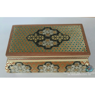 Premium Flat Shape Khatam Marquetry Jewelry Box - PKH1067