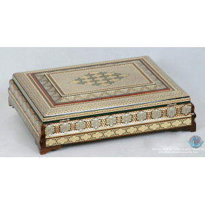 Premium Flat Shape Khatam Marquetry Jewelry Box - PKH1069-Persian Handicrafts