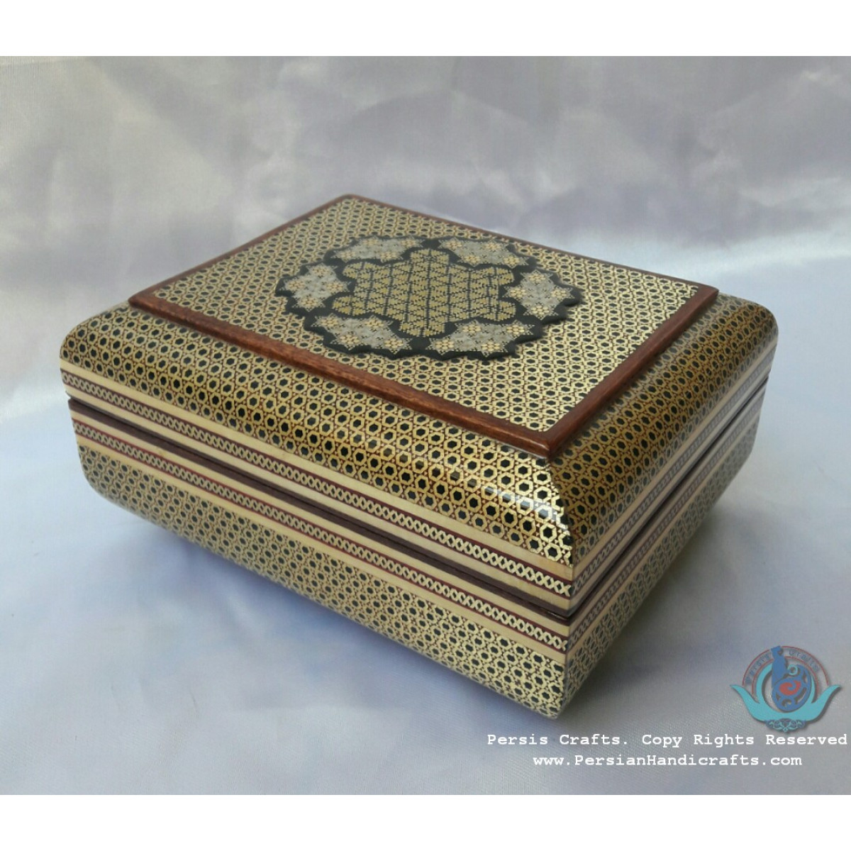 Premium Ark/Pyx Shape Khatam Marquetry Jewelry Box - PKH1065-Persian Handicrafts