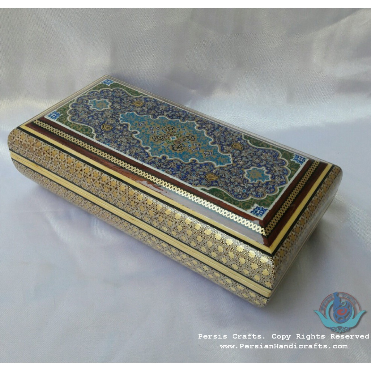 Khatam Wood Marquetry Jewelry Box with Miniature - PKH1062-Persian Handicrafts