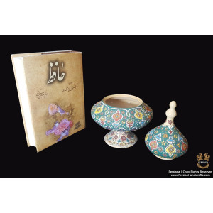 Pedestral Bowl  Persian Enamel on Pottery | HPM502-Persian Handicrafts