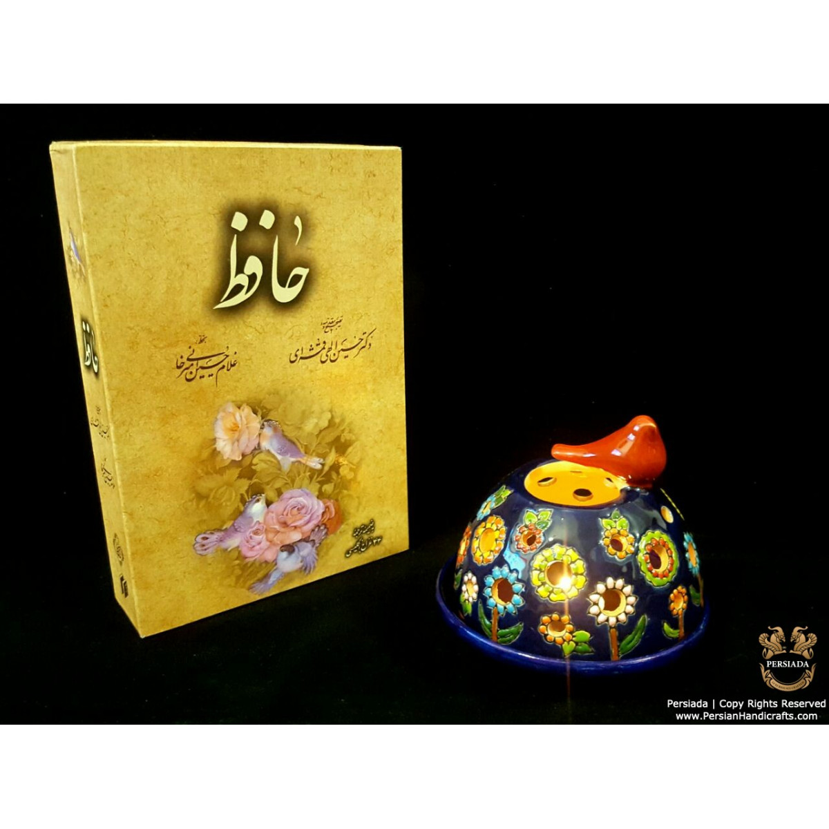 Tea Light Candleholder Persian Enamel on Pottery | HPM510-Persian Handicrafts