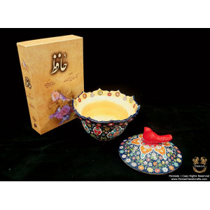 Bowl Dish Persian Enamel on Pottery | HPM512-Persian Handicrafts