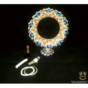Pedestal Mirror Persian Enamel on Pottery | HPM514-Persian Handicrafts