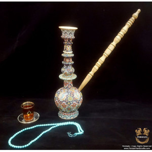 Hookah Persian Enamel on Pottery | HPM515-Persian Handicrafts