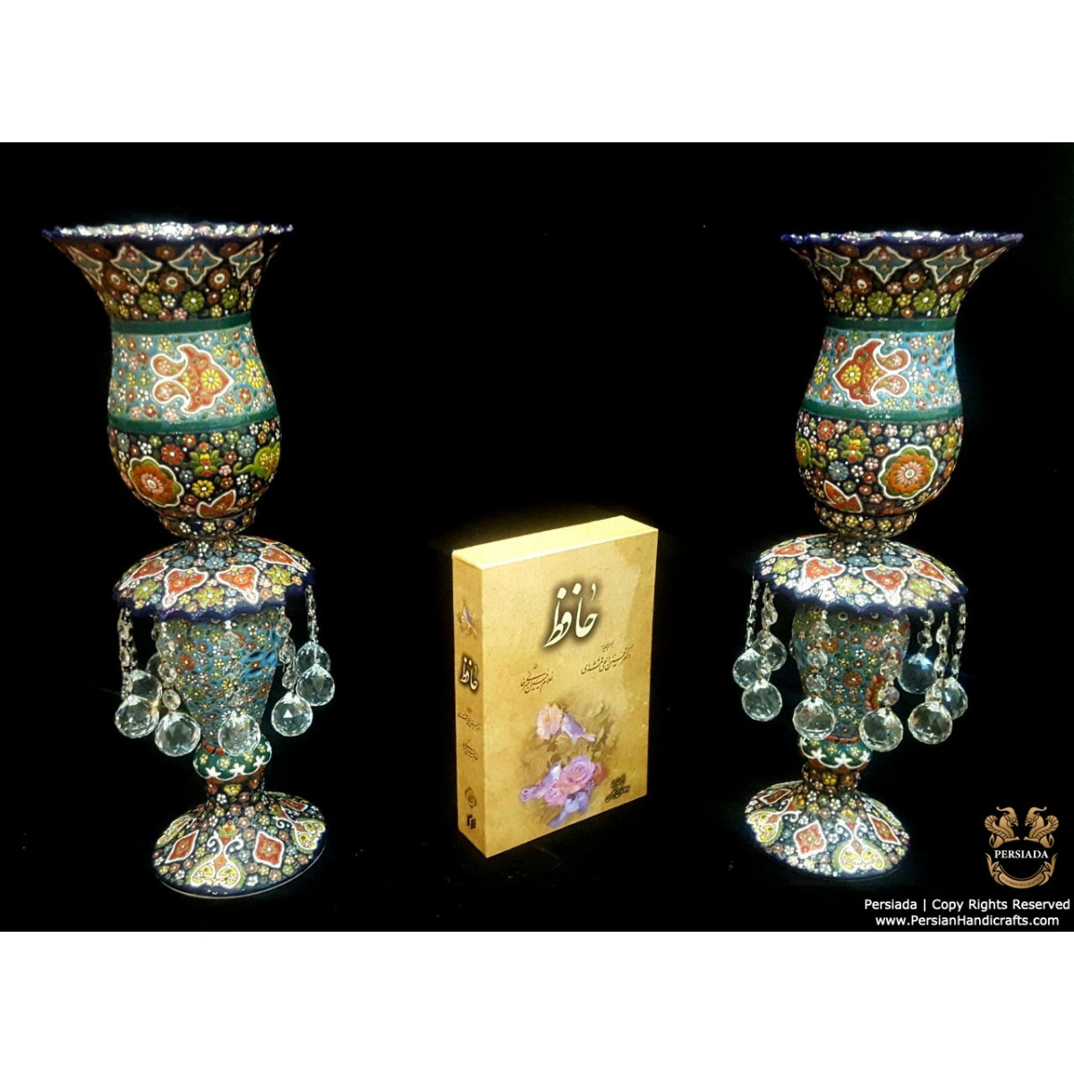 Taper Candleholder Persian Enamel on Pottery | HPM517-Persian Handicrafts