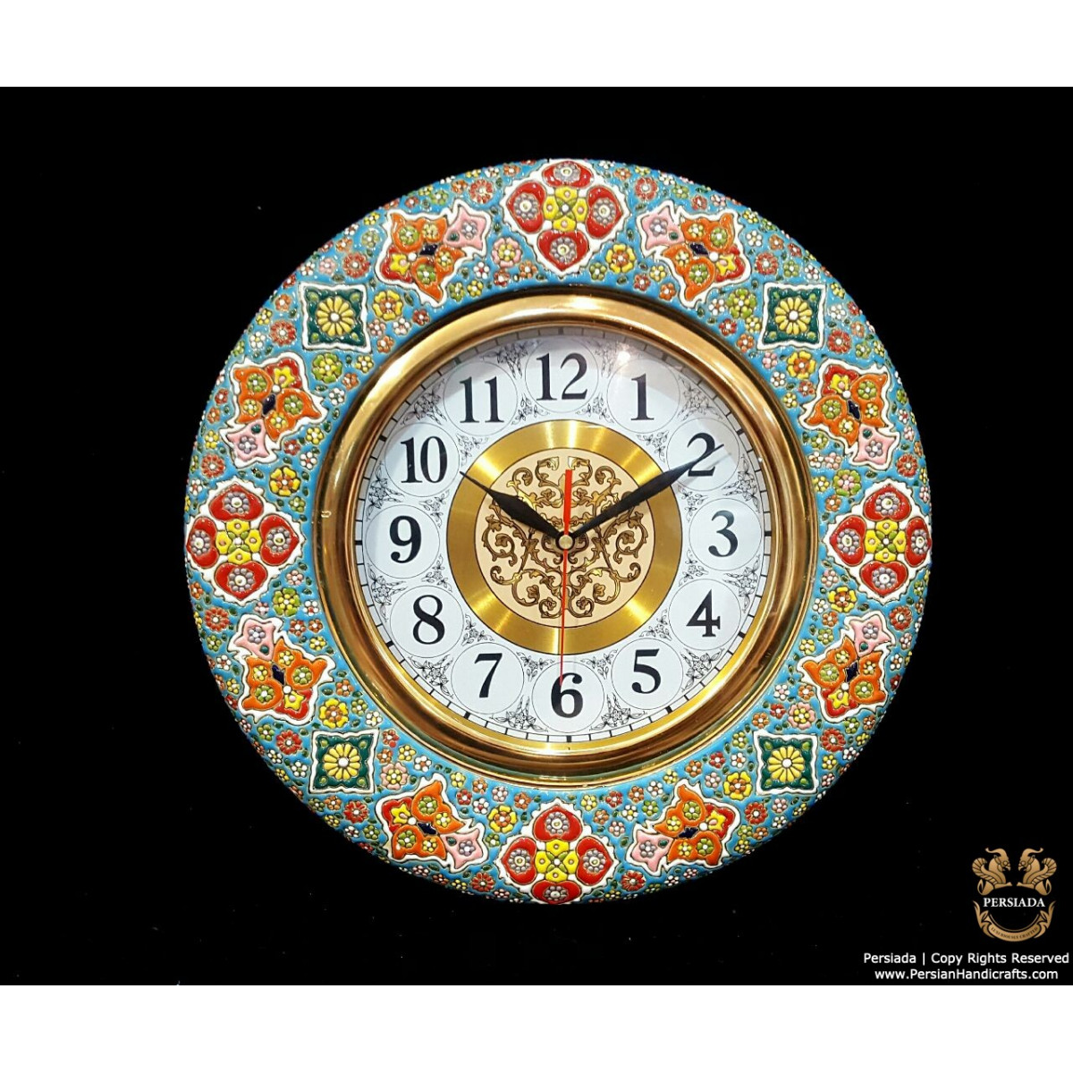 Wall Clock Persian Enamel on Pottery | HPM518-Persian Handicrafts