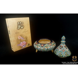 Candy Pot Persian Enamel on Pottery | HPM520-Persian Handicrafts