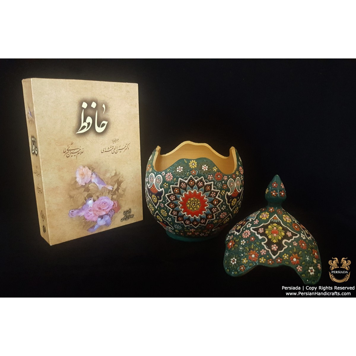 Sugar Pot Persian Enamel on Pottery | HPM523-Persian Handicrafts