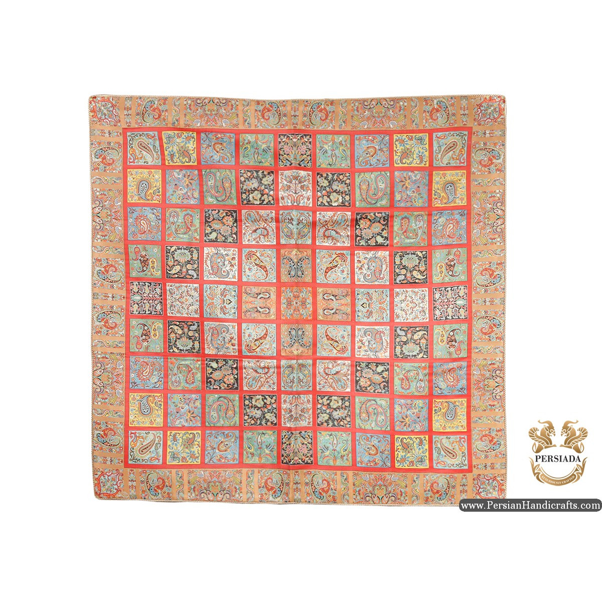 Square Tablecloth | Hand-Woven Termeh | HT6104-Persian Handicrafts