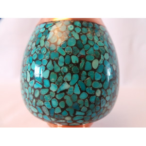 Persian Turquoise Inlying  Vase - HTI1037-Persian Handicrafts