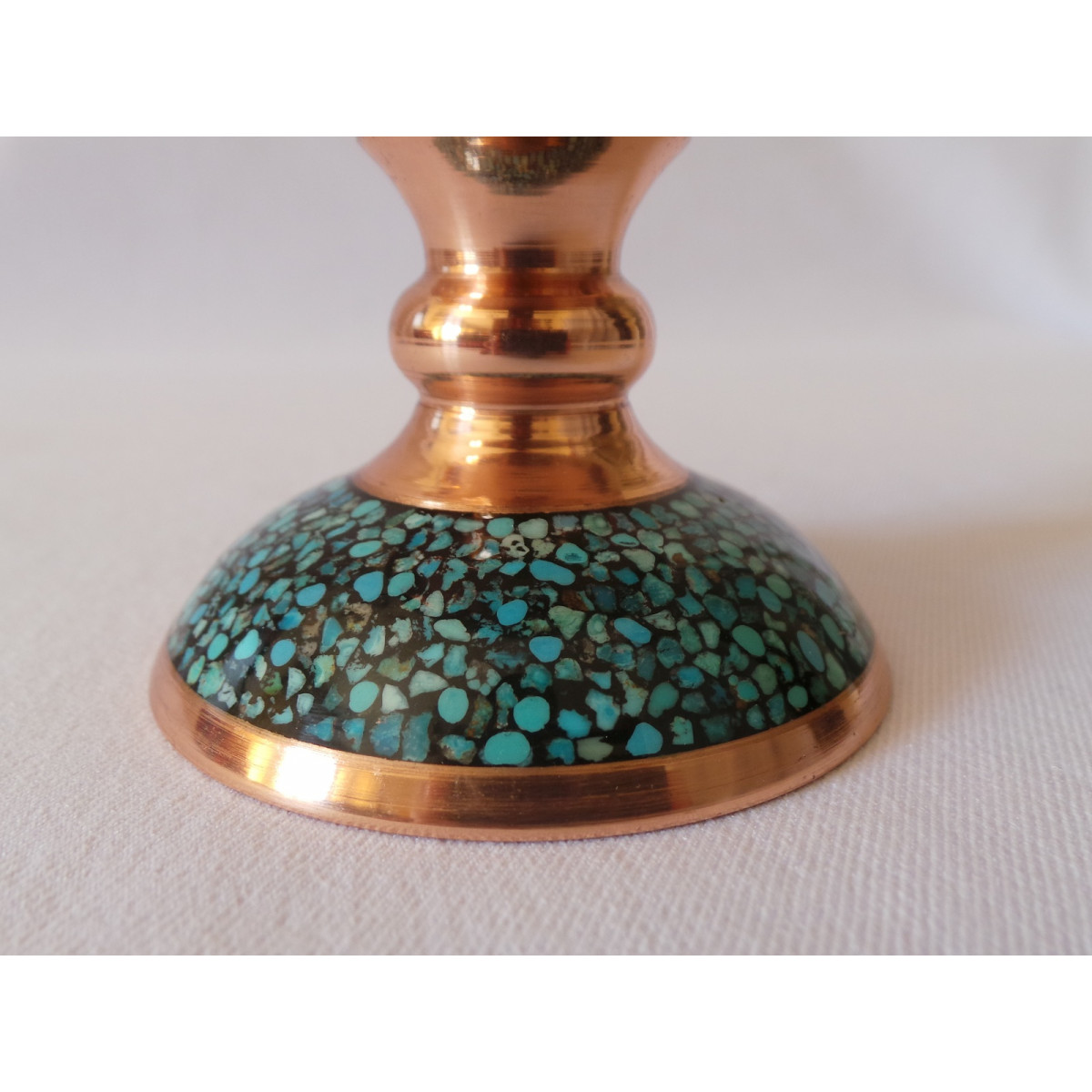 Turquoise Stone & Copper Pedestal Candy/Nuts Bowl Dish - HTI2012-Persian Handicrafts