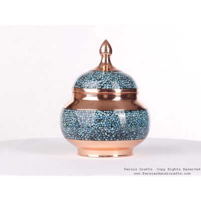 Turquoise Inlaying (FiroozehKoobi) Sugar/Candy Pot - HTI3001 