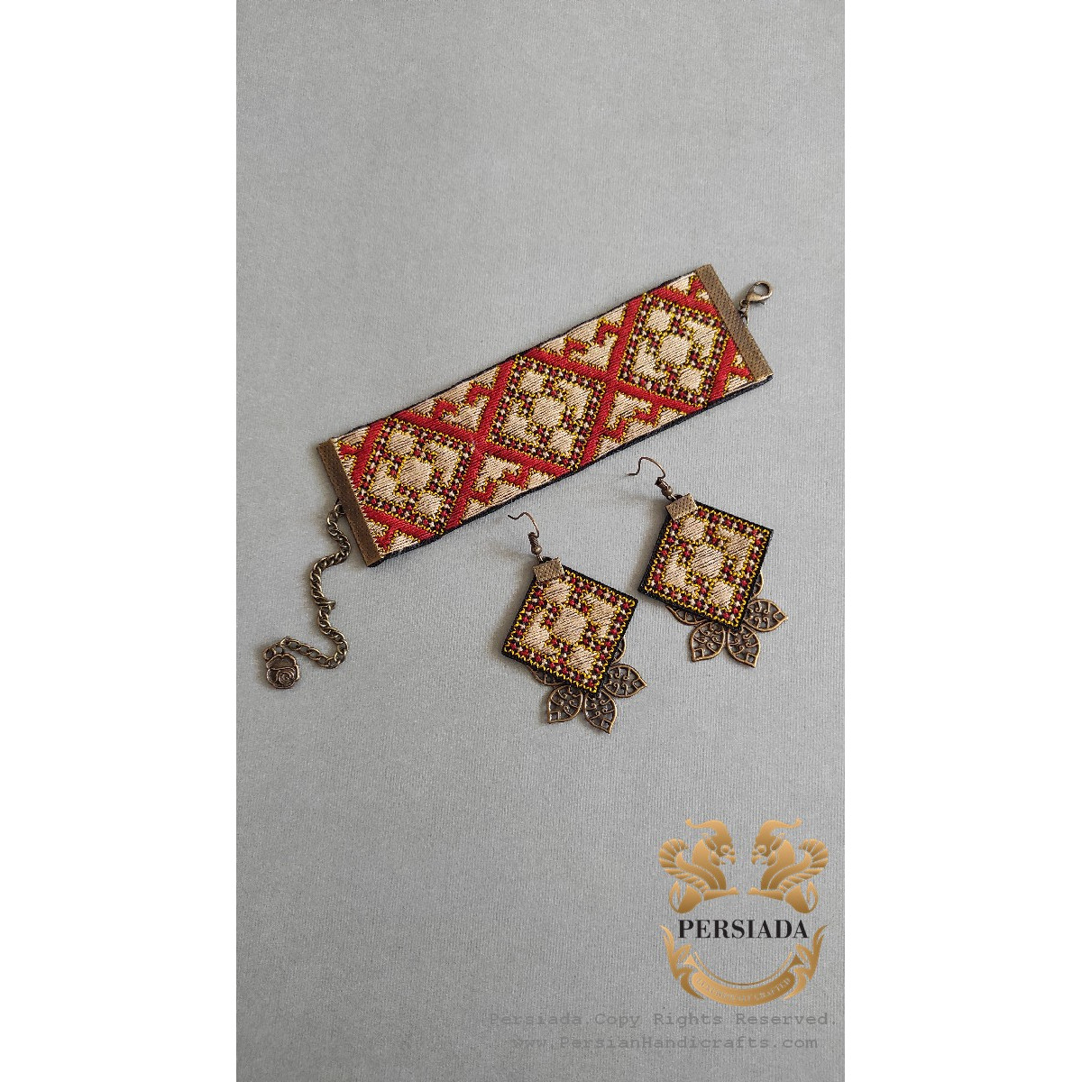 Bracelet Earrings Set | Balouch Needlework | PHW2004-Persiada Persian Handicrafts