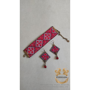 Bracelet Earrings Set | Balouch Needlework | PHW2004-Persiada Persian Handicrafts