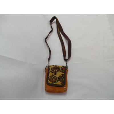 Shoulder / Saddle Leather & Kilim Handmade Bag - HPW3001