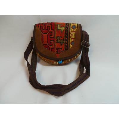Shoulder / Saddle Leather & Kilim Handmade Bag - HPW3002