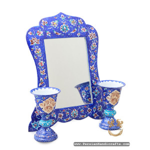 Mirror Candlestick | Hand Painted Enamel Minakari | HE7105-Persian Handicrafts