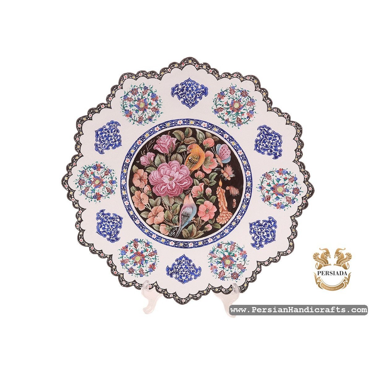 Wall Plate | Flower & Bird Enamel Minakari | HE7106 | Persiada