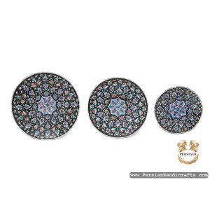 Wall Plate Set | Hand Painted Enamel Minakari | HE7115-Persian Handicrafts
