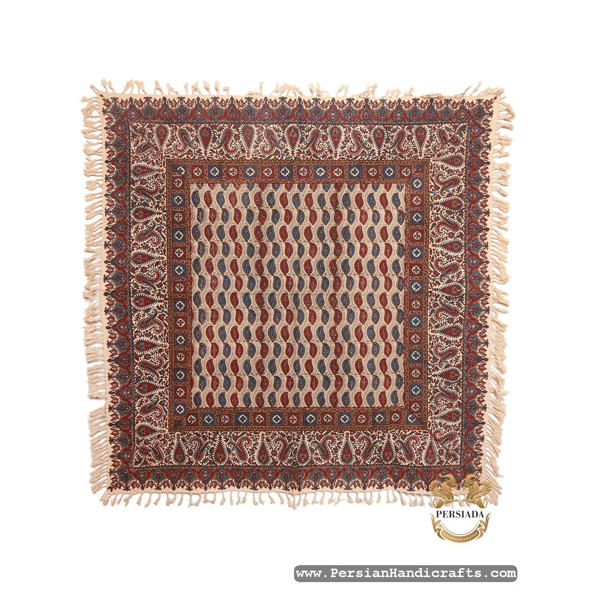 Square Tablecloth | Hand Printed Ghalamkar | HGH7125-Persian Handicrafts