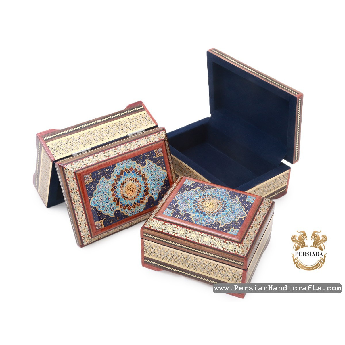 Jewellery Box Set | Miniature Khatam Marquetry | HKH7117-Persian Handicrafts